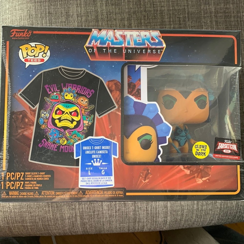 Funko Masters of the Universe T-shirt and Pop. Evil-Lyn and size L tee